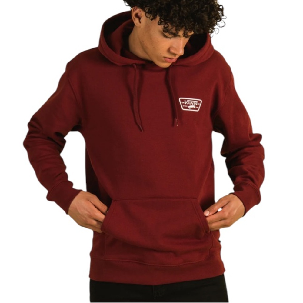 VANS dark red graphic print fleece lined pullover hoodie sweatshirt size medium